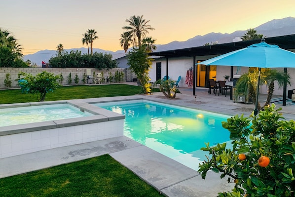A heated pool - Dog-Friendly Home with Private Saltwater Pool & Spa, Mountain View (Palm Springs)