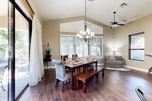 Dining - Dog-friendly house with firepit, game room, water view, fireplace-30 day stays (Litchfield Park)