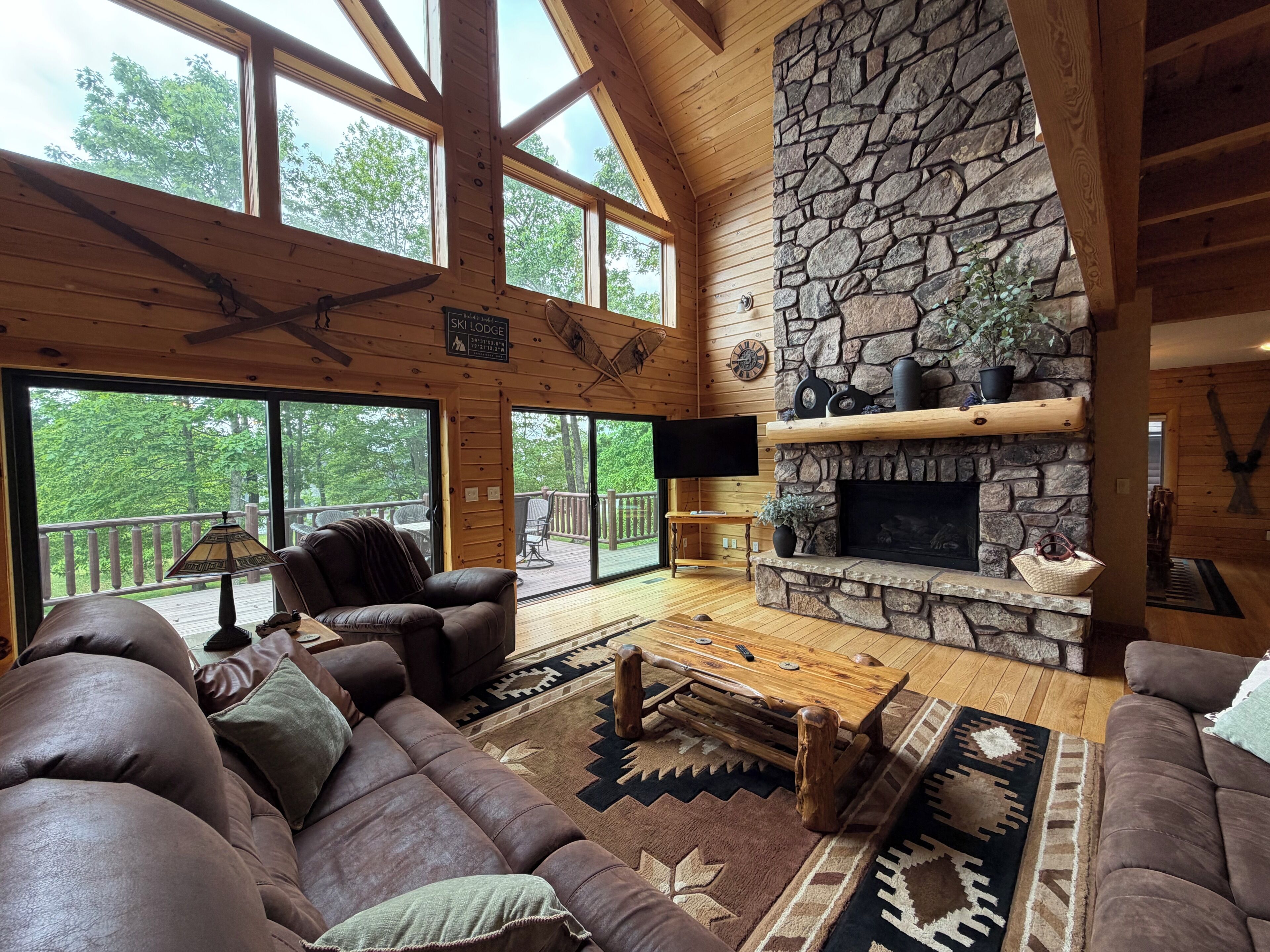 Smart TV, fireplace, foosball, books