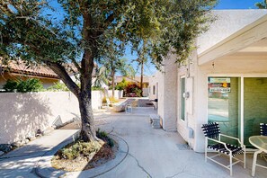 Terrace/patio - Recently Updated Home w/ Private Patios: 15 Mins From Downtown Palm Springs (Desert Hot Springs)