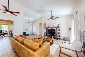 Smart TV, fireplace, video library - Dog-Friendly Home w/ a Private Pool, Pool Spa, Firepit, & Patio - 3BR - #66716 (La Quinta)