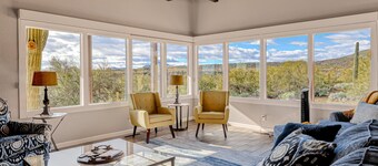 Dog-friendly mountain-view home with private pool, outdoor lounging & W/D