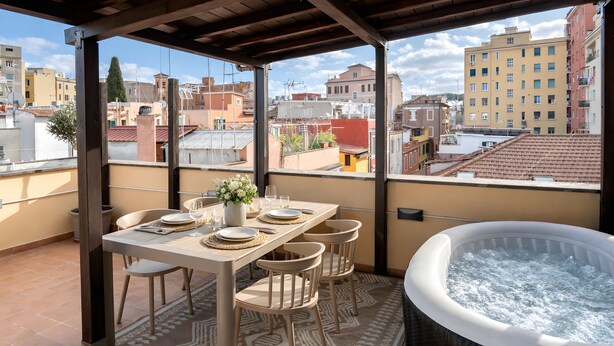 Outdoor dining - The Pigneto Rooftop Suite   Spa e Skyline   by RHR (ROMA)