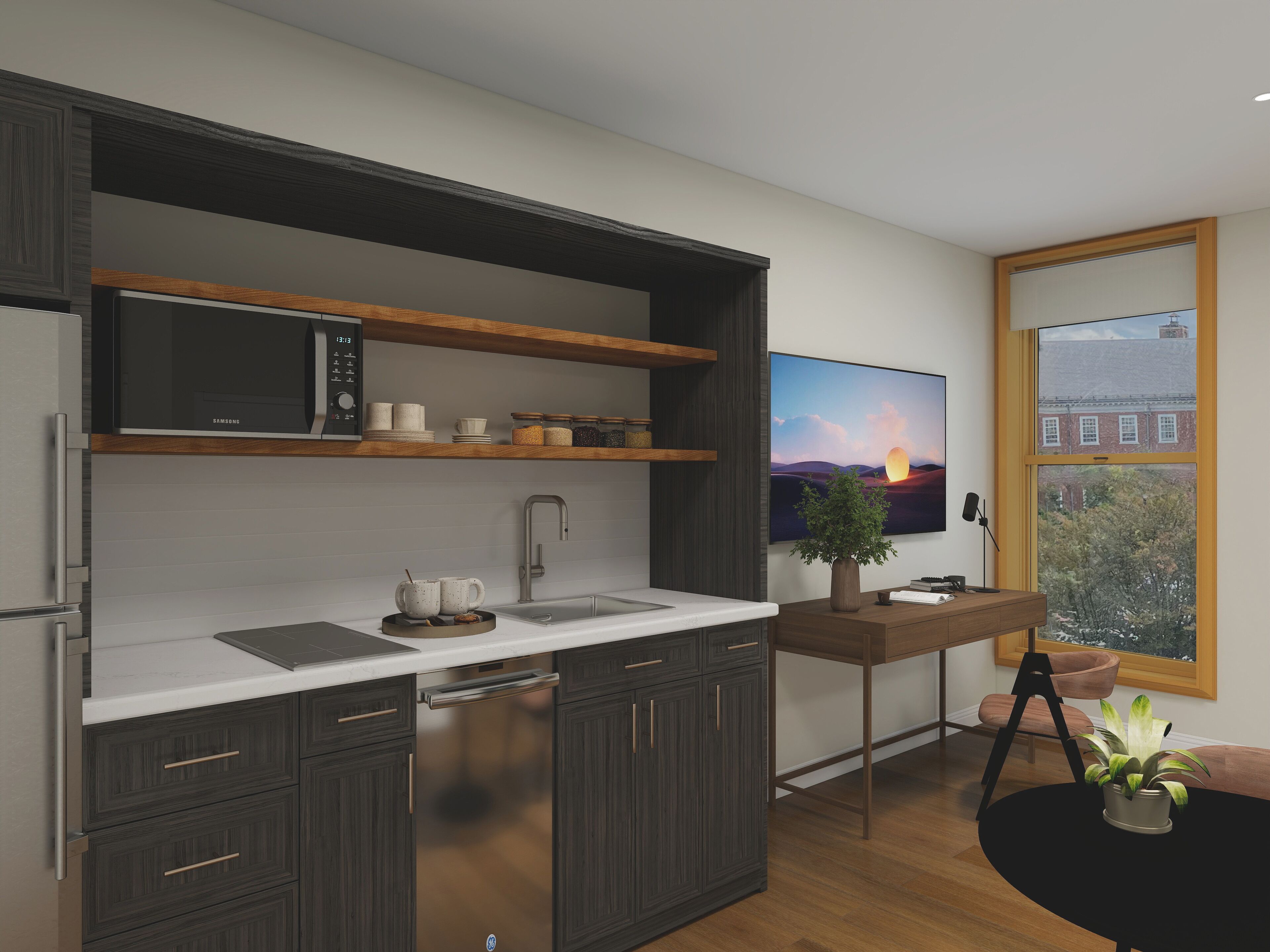 Junior studio suite | Een kluis op de kamer, een laptopwerkplek, een strijkplank/strijkijzer