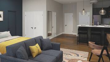 Suite – superior, 1 kingsize-seng med sovesofa | Safe på rommet, skrivebord for bærbar PC og strykejern/-brett