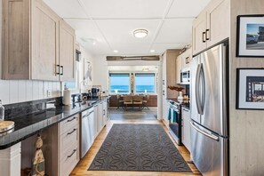 Fridge, microwave, oven, stovetop - Night Heron: Oceanfront Views + Walk to Dining (Kitty Hawk)