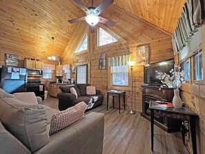 TV, fireplace - Moonlight Ridge Cabin (Bryson City)