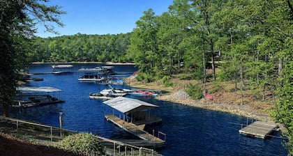 Lake Lanier Lake House with Private Dock Hot Tub Pet-friendly Game Room