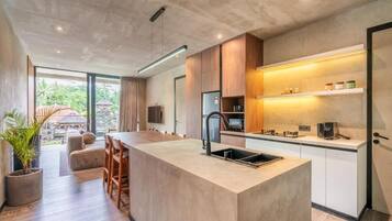 Deluxe-lejlighed - balkon | Privat køkken