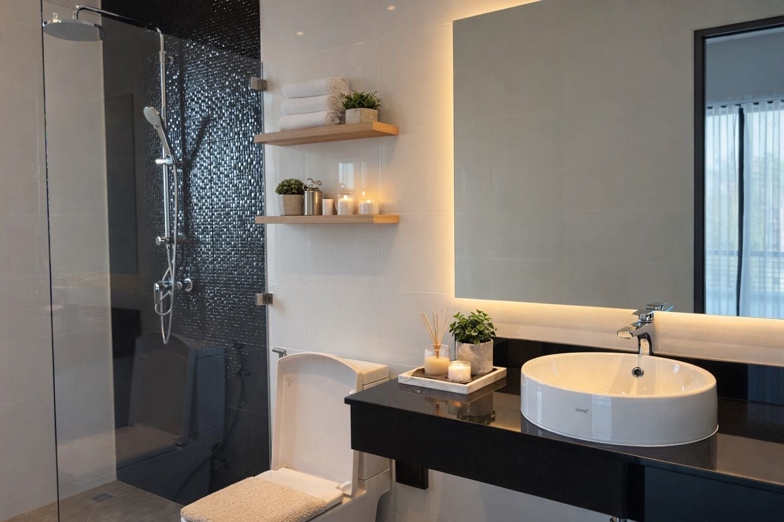 Bañera y ducha independientes, secador de pelo, toallas y jabón
