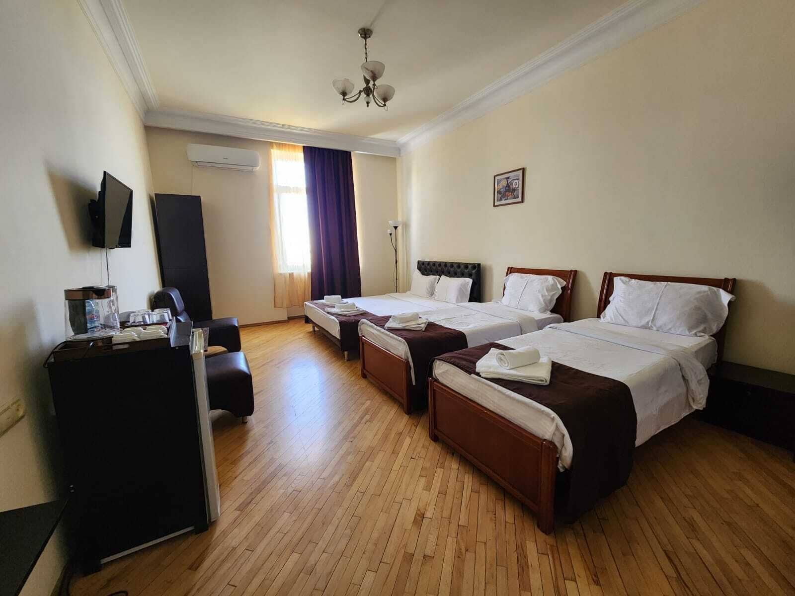Desk, free WiFi, bed sheets