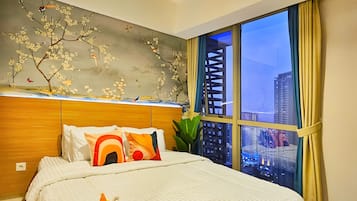 Apartemen, 2 kamar tidur, pemandangan kota | Setrika/meja setrika dan Wi-Fi gratis