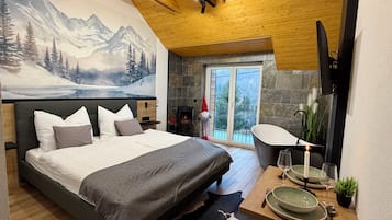 Chambre Double, balcon, vue montagne