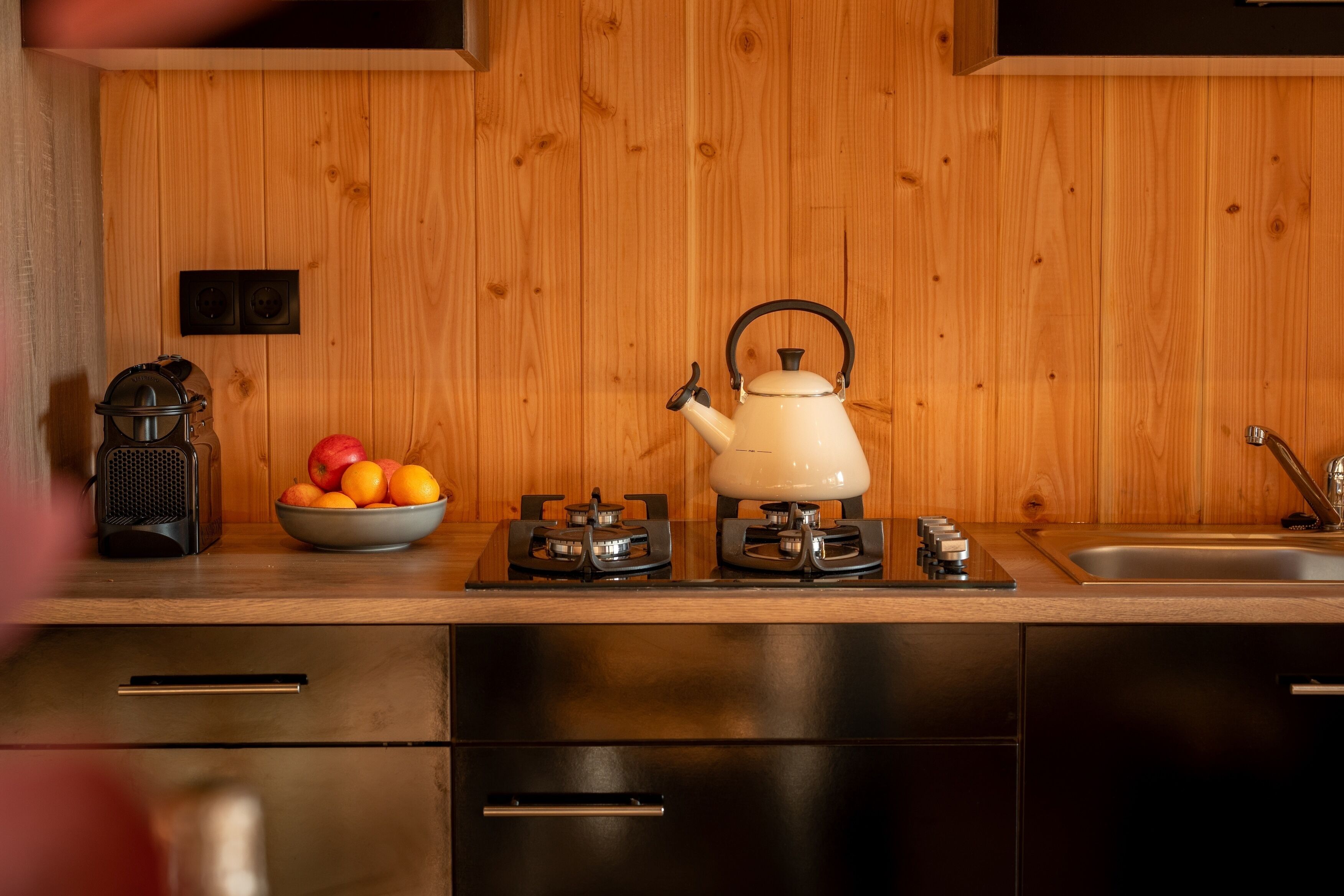 Fridge, microwave, dishwasher, coffee/tea maker