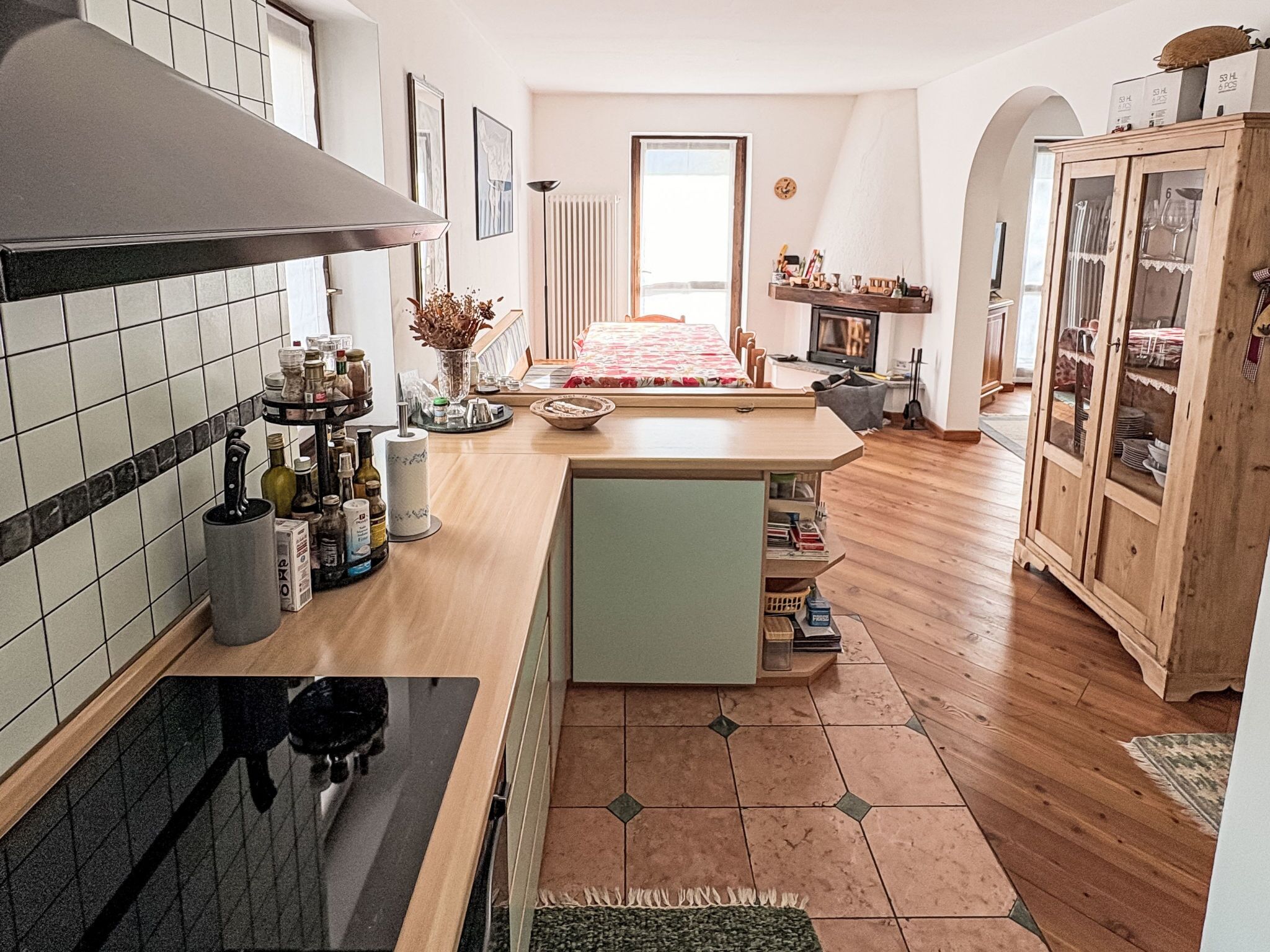 Fridge, microwave, oven, cookware/dishes/utensils