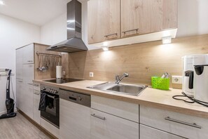 Oven, stovetop, cookware/dishes/utensils - Haevn by the Sea, Water Room (Reußenköge)