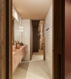 Family Quadruple Room | Bathroom | Shower, free toiletries, hair dryer, bathrobes