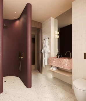 豪華雙人房 | 浴室 | 淋浴設備、免費梳洗用品、風筒、浴袍