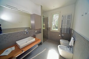 Suihku, hiustenkuivaaja, bidee, pyyhkeet