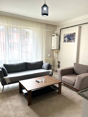 豪華公寓客房, 陽台, 城市景觀 | 起居區