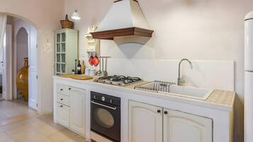 Fridge, oven, stovetop, coffee/tea maker