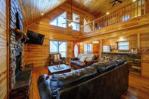 Cabin, Multiple Beds, Hot Tub, Garden View (Kodiak Bear) | Living area - Kodiak Bear-hot Tub-playground-location! (Broken Bow)