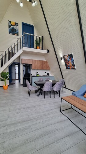 Cozy A-Frame house in Gabala.
Nature retreat with mountain view and Heated pool