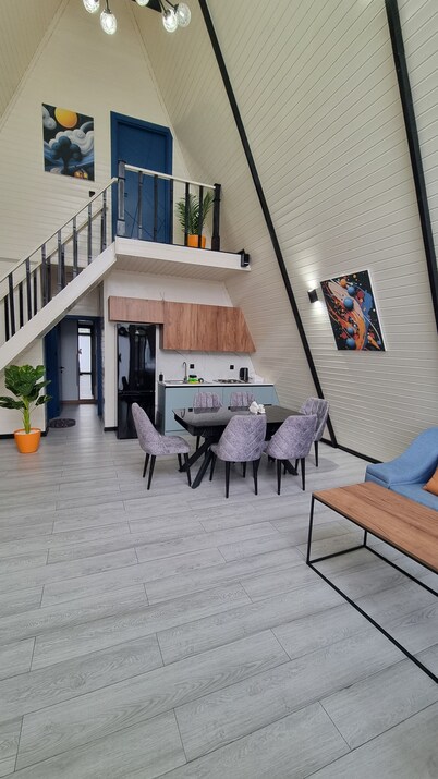 Cozy A-Frame house in Gabala.
Nature retreat with mountain view and Heated pool