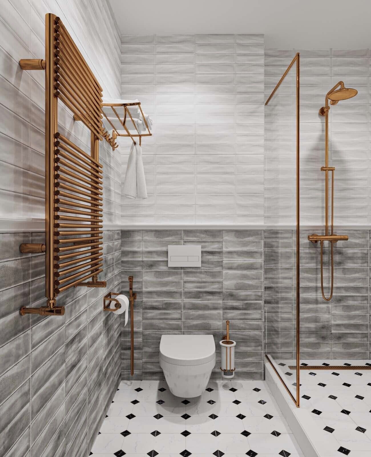 Shower, hair dryer, slippers, towels