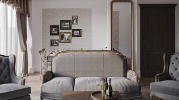 Grand Suite, City View | In-room safe, desk, blackout drapes, iron/ironing board