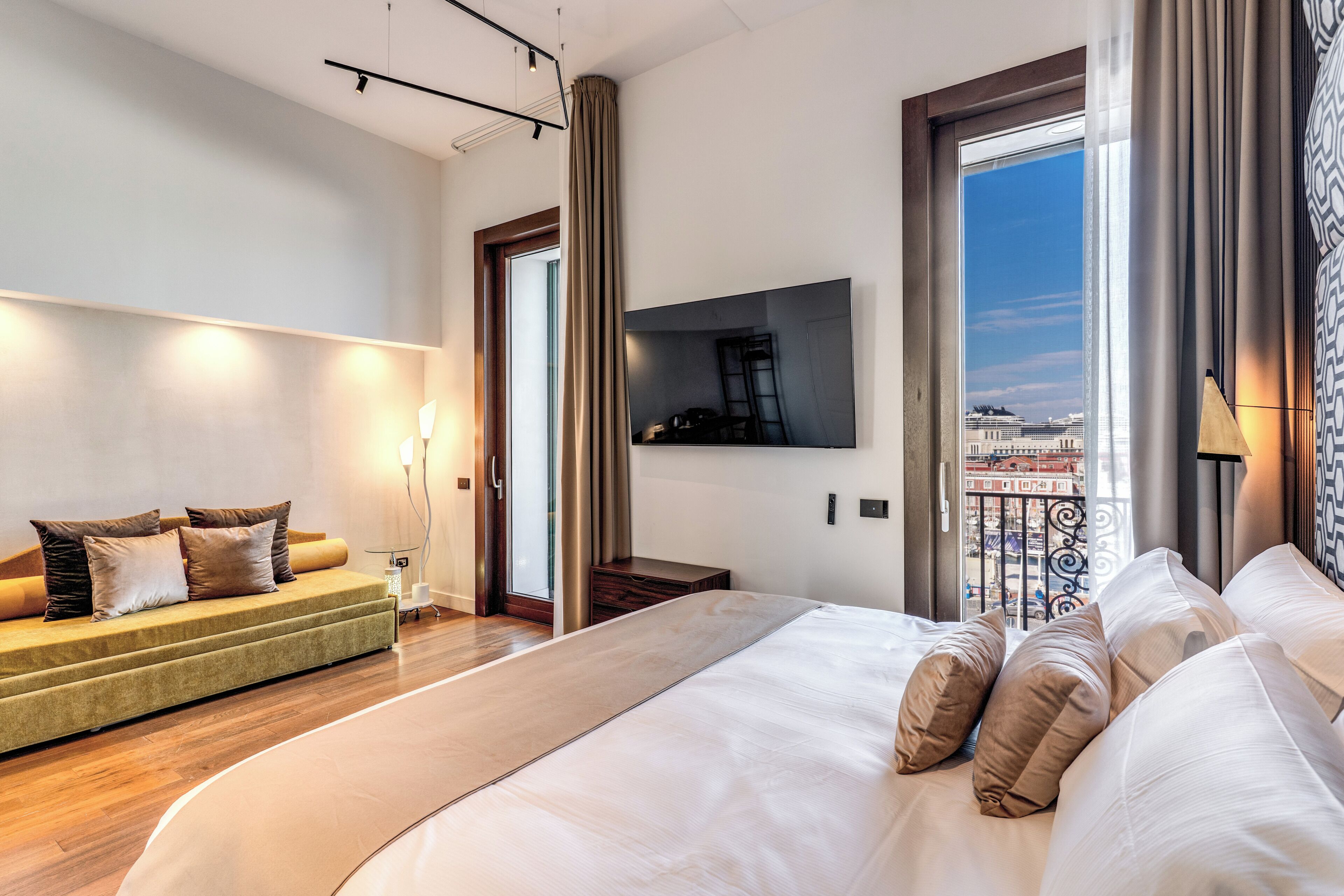 Superior-Studiosuite, Meerblick | Bettwäsche aus ägyptischer Baumwolle, hochwertige Bettwaren