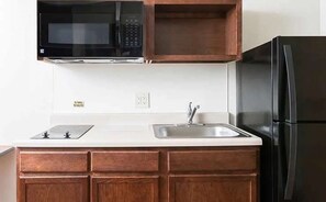 Fridge, microwave, stovetop