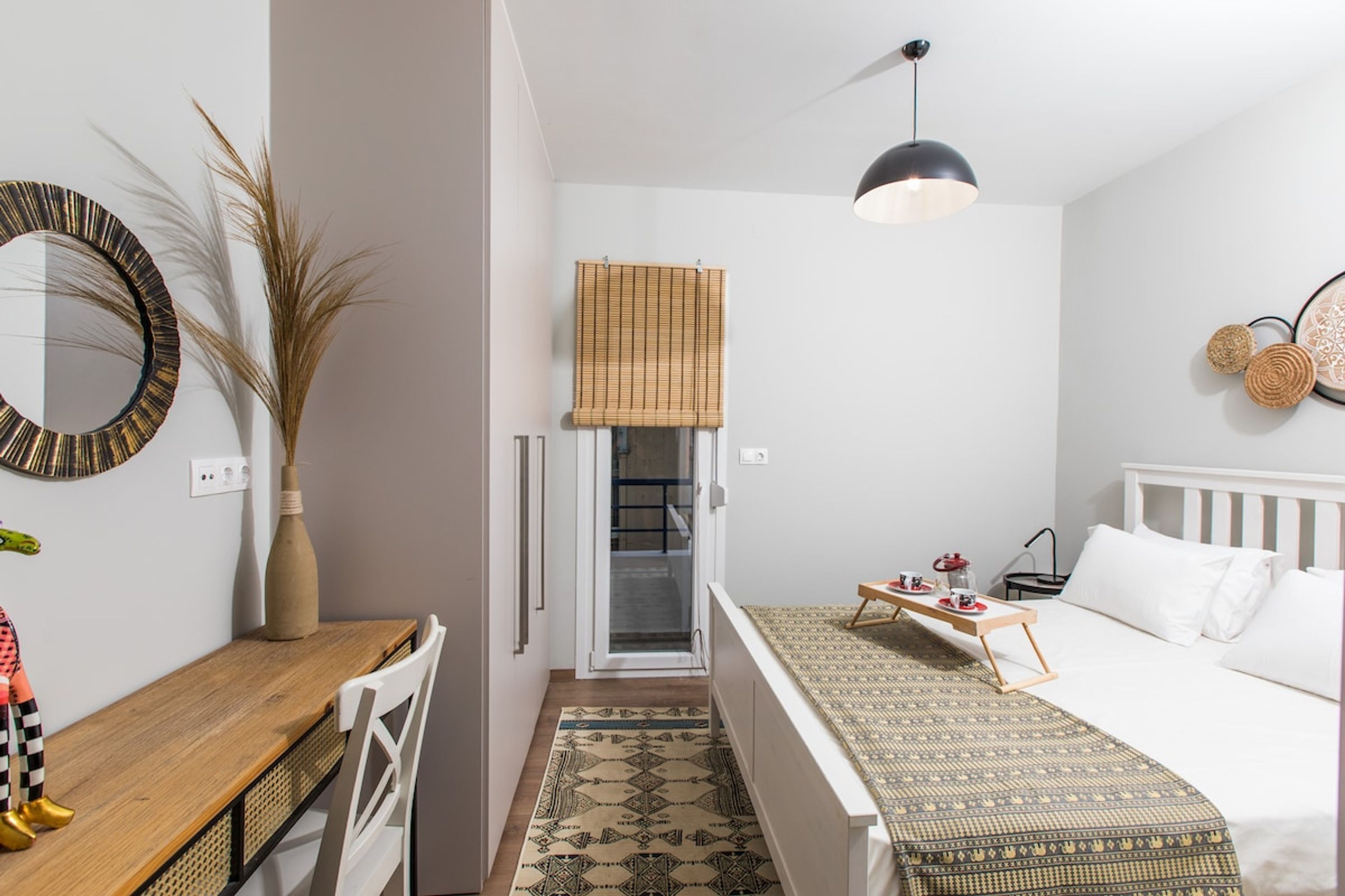 1 bedroom, desk, iron/ironing board, travel crib