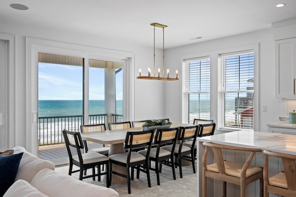 Dining - Oceanfront 6BR West Side Duplex w/ Pool, Elevator & Game Room (Emerald Isle)