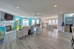 Smart TV, fireplace, video games, books