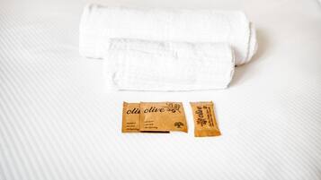 Dusche, Bidet, Handtücher, Toilettenpapier