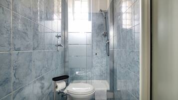 Shower, bidet, towels, toilet paper