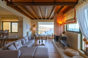 TV, fireplace - Sea Soul Luxury Villa with private swimming pool (Crete)