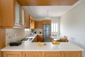 Fridge, microwave, oven, stovetop - Apt Melanthia - 3 brms - 2nd floor - Building B (Fokata)