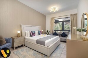Luxury Apartment, Balcony, City View | Iron/ironing board, cribs/infant beds, free WiFi, bed sheets - Vogue Greens near Emirates Mal Ski Dubai (Dubai)