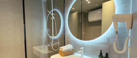 Hair dryer, towels