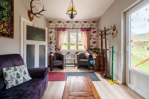 Forest Cottage Du Moulin for 10: Mountain View, Private Terrace, and Wi-Fi