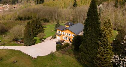 Forest Cottage Du Moulin for 10: Mountain View, Private Terrace, and Wi-Fi