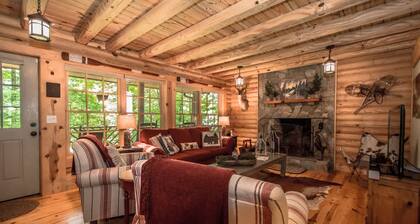 Stylish 3BR Log Cabin w Fire Pit Near Trails