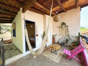 Cabana família, varanda, vista para o pátio