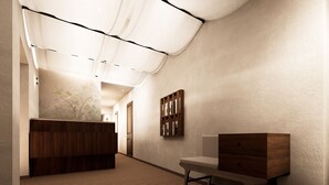 A hotel room with a wooden desk, a chair, a bookshelf, and a large window. - BYPILLOW Del Presto (Florence)