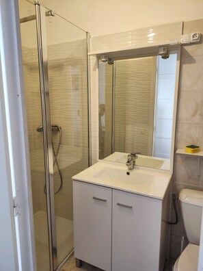 Secadora de cabello, jabón, papel de baño 