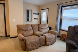 TV, DVD player, video library