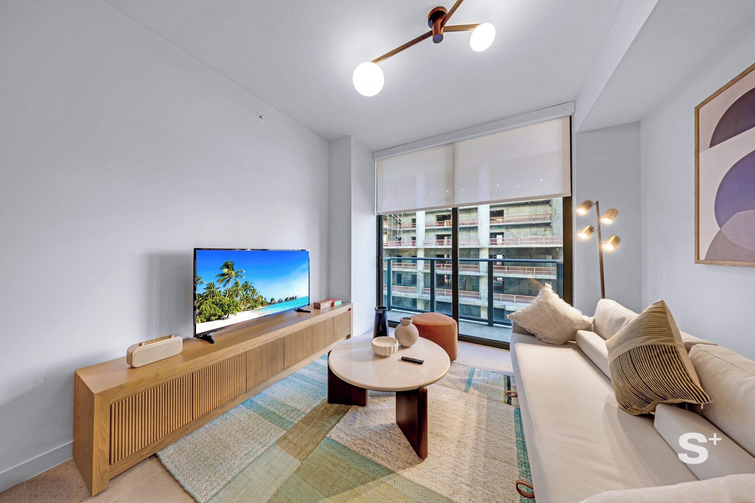 Appart'hôtel, balcon, vue ville | Coin séjour