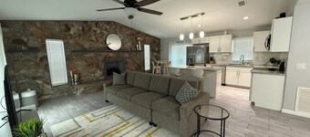 Clean and cozy, great mattress and nice 2 car garage. Big yard, large driveway.